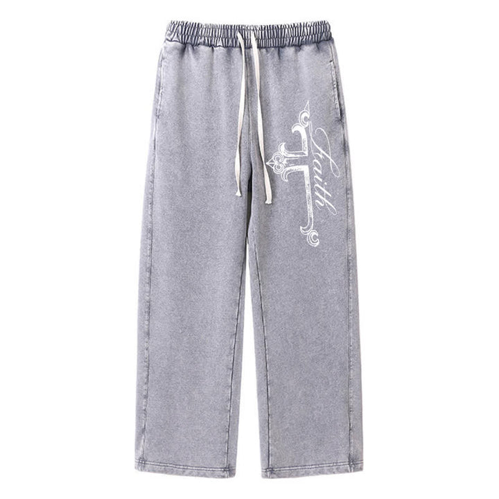 Christianartworkshop Pantaloni della tuta Walk By Faith con croce decorata - Grigio - 2XL - image 16