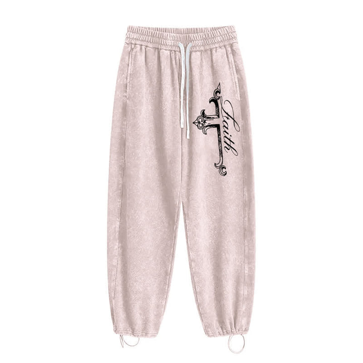 Christianartworkshop Pantaloni della tuta Walk By Faith con croce decorata - image 2
