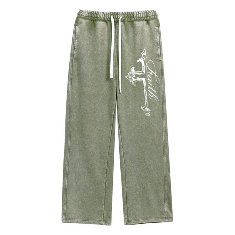 Christianartworkshop Pantaloni della tuta Walk By Faith con croce decorata - Verde - 2XL - image 24