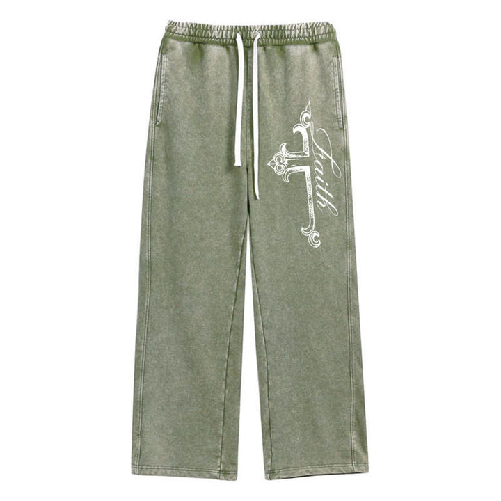 Christianartworkshop Pantaloni della tuta Walk By Faith con croce decorata - Verde - 2XL - image 24