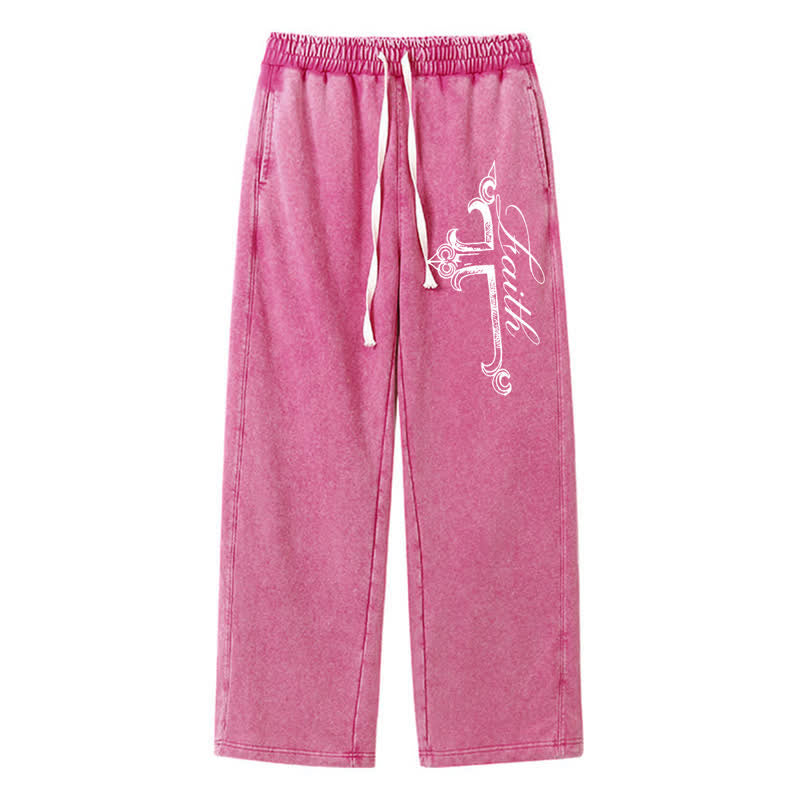 Christianartworkshop Pantaloni della tuta Walk By Faith con croce decorata - Rosa - 2XL - image 40