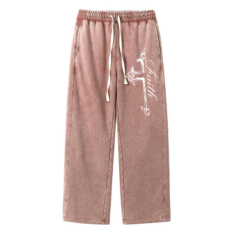 Christianartworkshop Pantaloni della tuta Walk By Faith con croce decorata - Marrone - 2XL - image 32