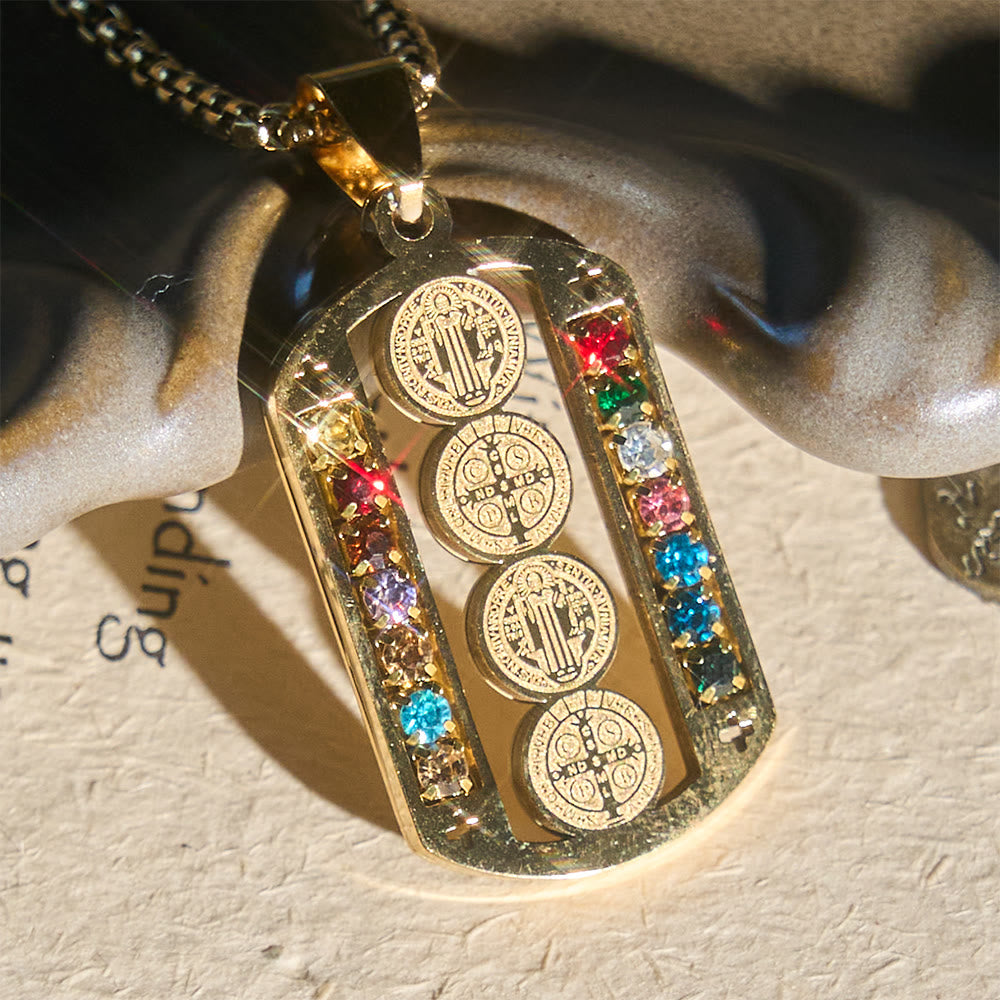 Christianartworkshop Collana con medaglione di San Benedetto lucidato: simbolo di serena calma spirituale quotidiana. - D'oro - image 3