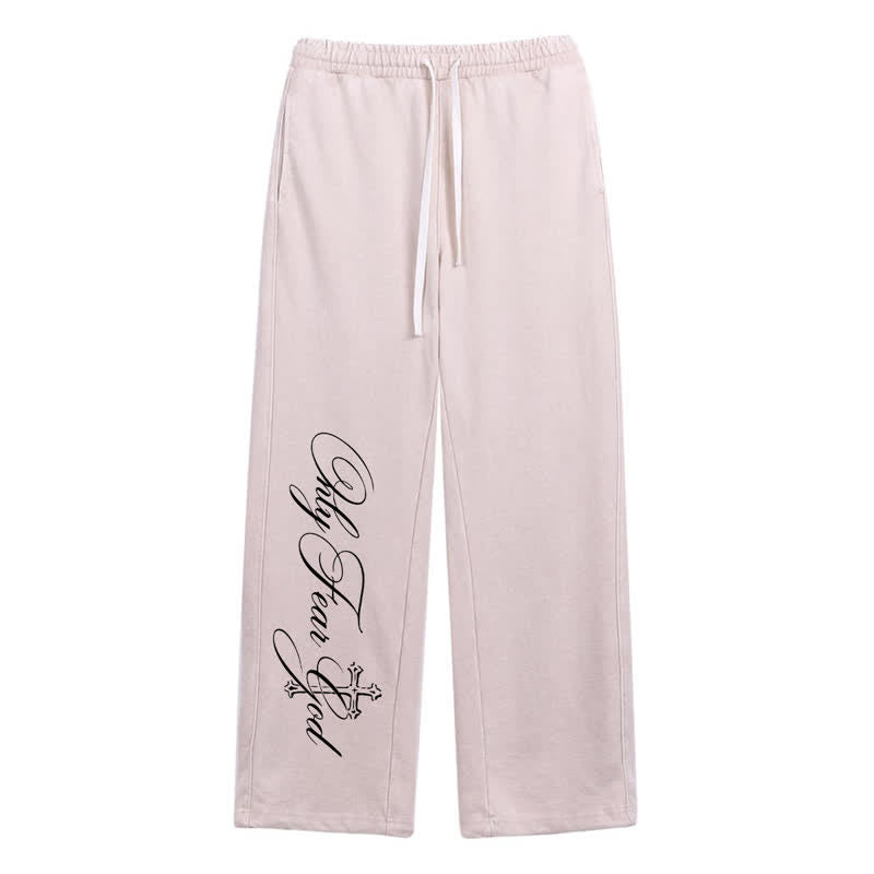 Christianartworkshop Pantaloni della tuta Walk By Faith con croce e scritta lavata - Beige - 2XL - image 8