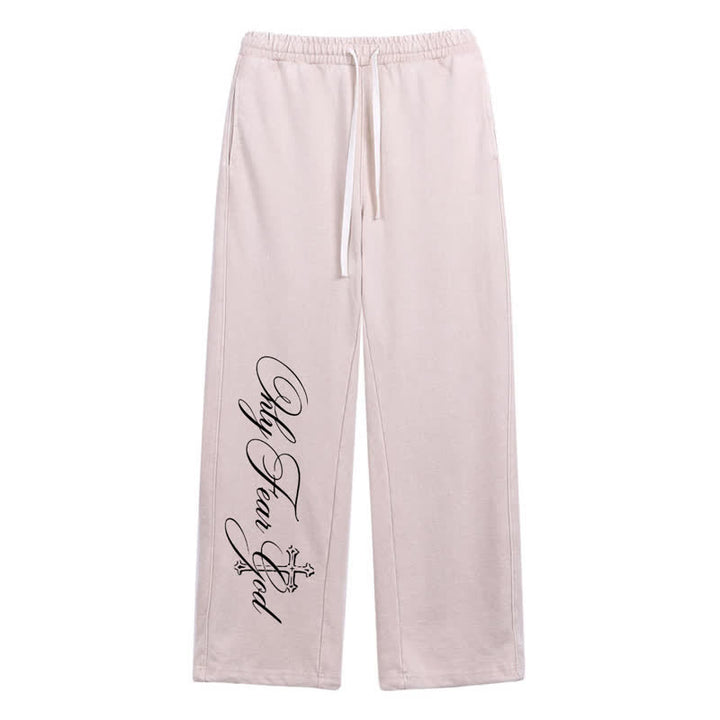 Christianartworkshop Pantaloni della tuta Walk By Faith con croce e scritta lavata - Beige - 2XL - image 8