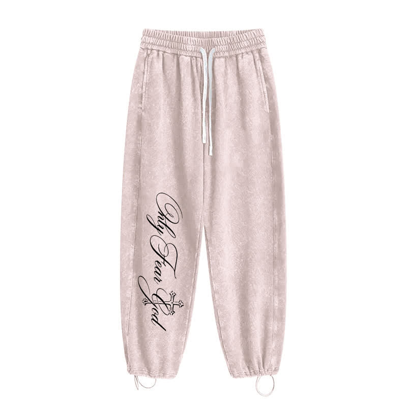 Christianartworkshop Pantaloni della tuta Walk By Faith con croce e scritta lavata - image 10