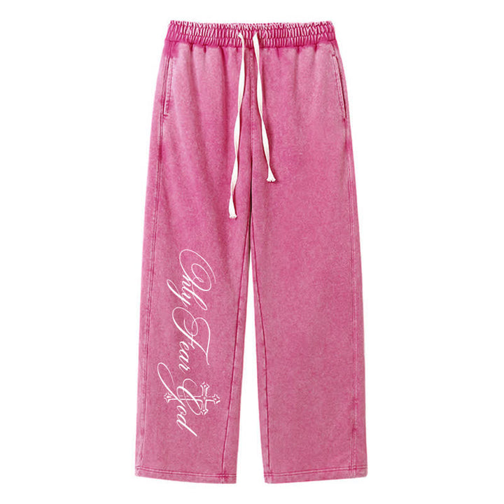 Christianartworkshop Pantaloni della tuta Walk By Faith con croce e scritta lavata - Rosa - 2XL - image 40