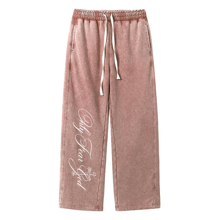 Christianartworkshop Pantaloni della tuta Walk By Faith con croce e scritta lavata - Marrone - 2XL - image 32