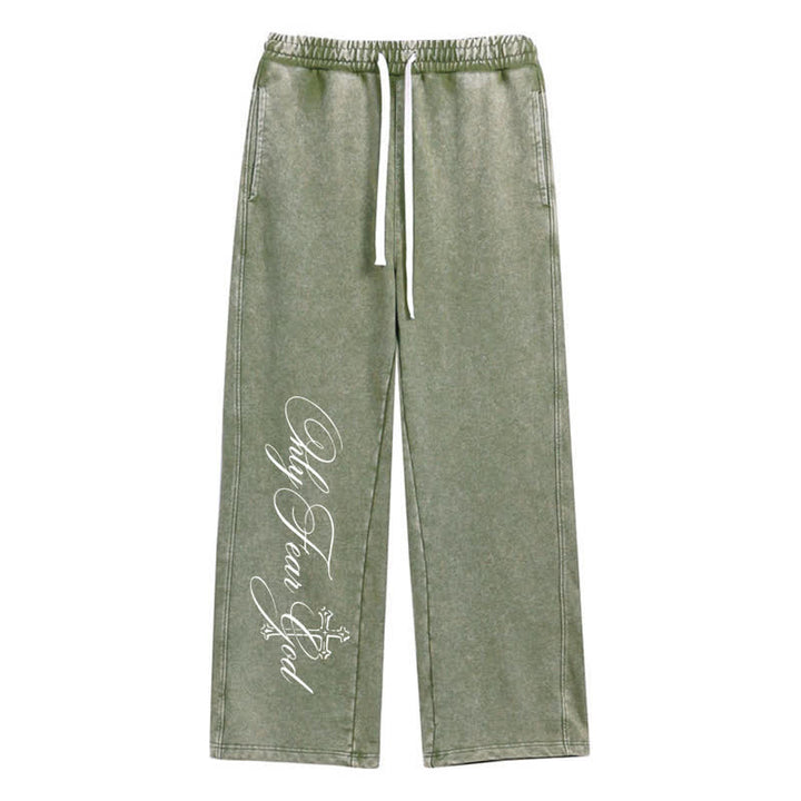 Christianartworkshop Pantaloni della tuta Walk By Faith con croce e scritta lavata - Verde - 2XL - image 24