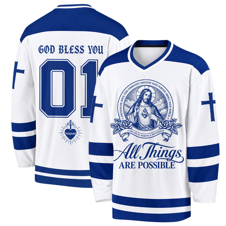 Christianartworkshop Tutto è possibile - Maglia da hockey con l'icona di Gesù - 5XL - image 0