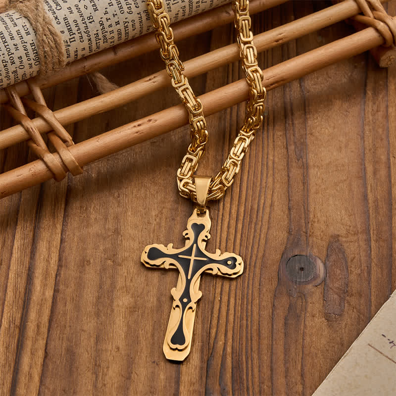 Christianartworkshop Collana vintage con croce tricolore in filigrana: gioielli di fede senza tempo - D'oro - image 1