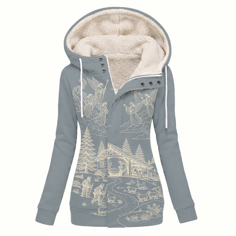 Christianartworkshop Schizzo della Natività Cappotto invernale con cappuccio in sherpa - US16,UK/AU20,EU48 (4XL) - image 0