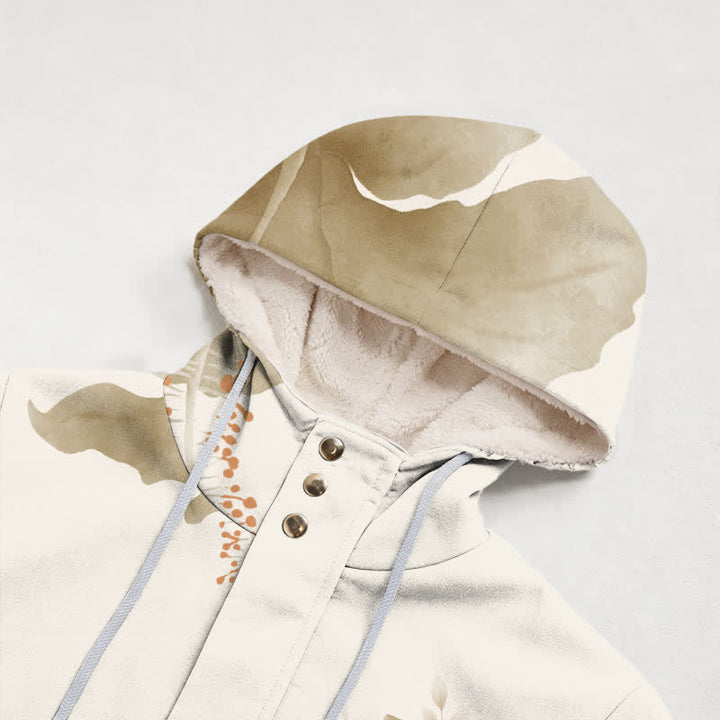 Christianartworkshop Cappotto invernale con cappuccio e fodera in sherpa con motivo floreale a croce. - image 3