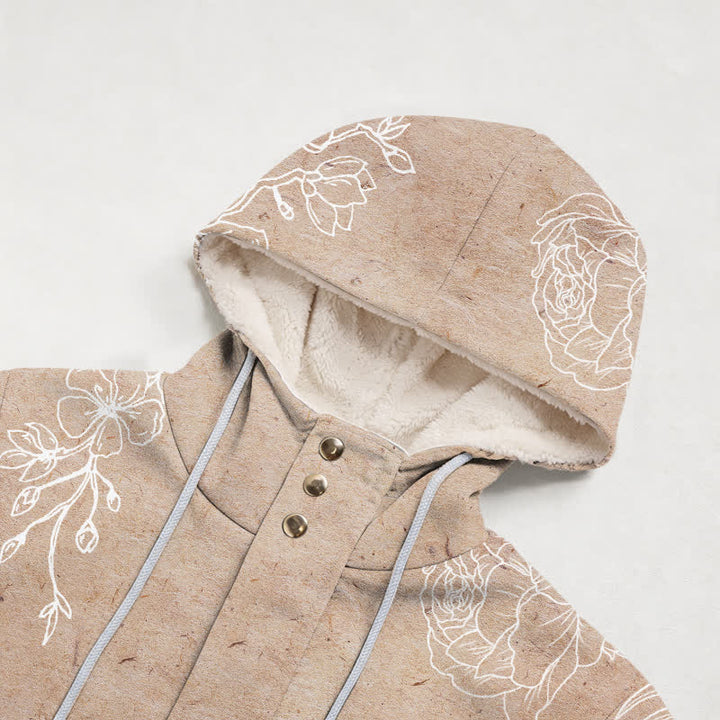Christianartworkshop Cappotto invernale con cappuccio in sherpa con motivo floreale e croce - image 2