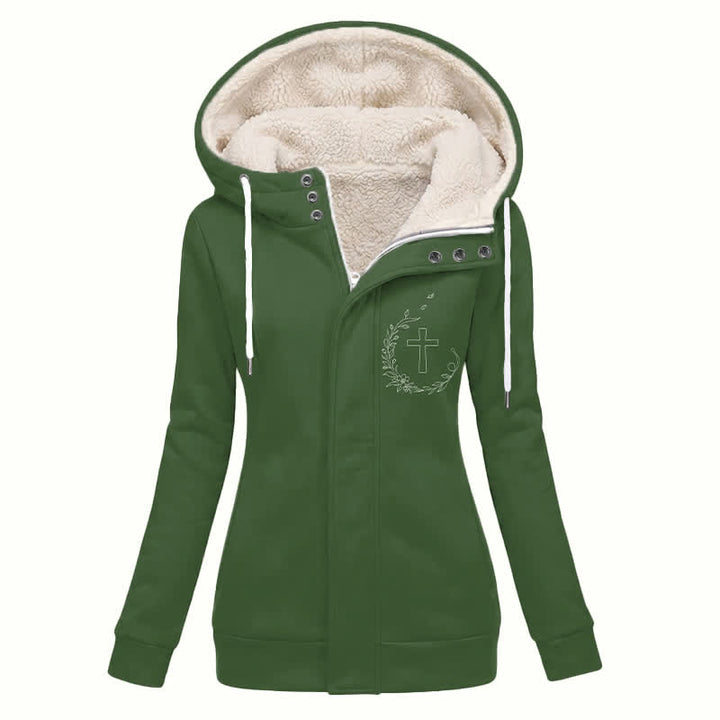 Christianartworkshop Cappotto invernale con cappuccio foderato in sherpa Olive Cross Bloom - US16,UK/AU20,EU48 (4XL) - image 0