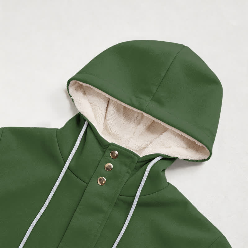 Christianartworkshop Cappotto invernale con cappuccio foderato in sherpa Olive Cross Bloom - image 2