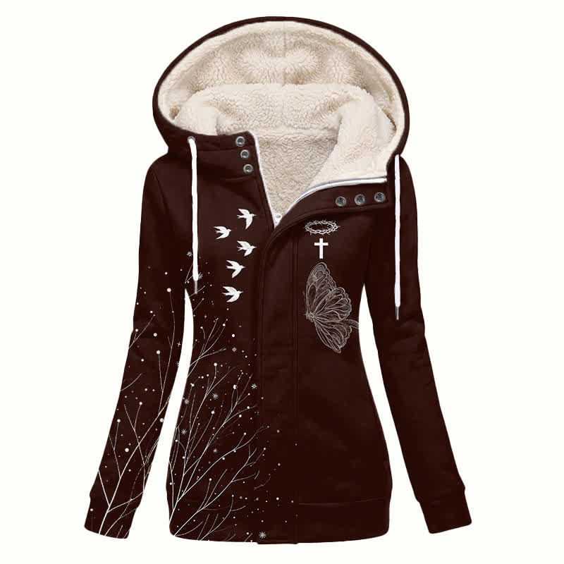 Christianartworkshop Cappotto invernale con cappuccio a forma di farfalla e uccello Sherpa - US16,UK/AU20,EU48 (4XL) - image 0