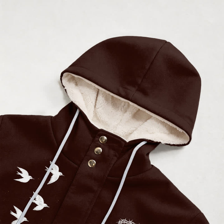 Christianartworkshop Cappotto invernale con cappuccio a forma di farfalla e uccello Sherpa - image 2