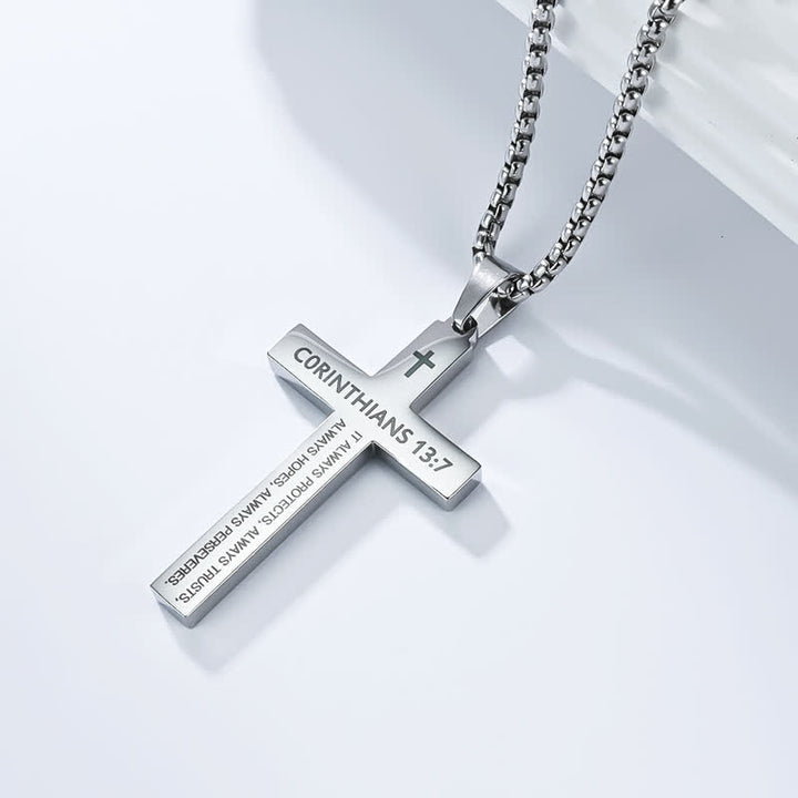 Christianartworkshop Collana con croce e versetti biblici resistenti: segno di infallibile protezione divina. - Argento - 13:7 - image 4