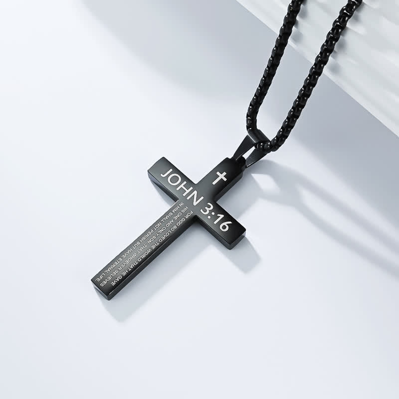 Christianartworkshop Collana con croce e versetti biblici resistenti: segno di infallibile protezione divina. - Nero - 3:16 - image 12