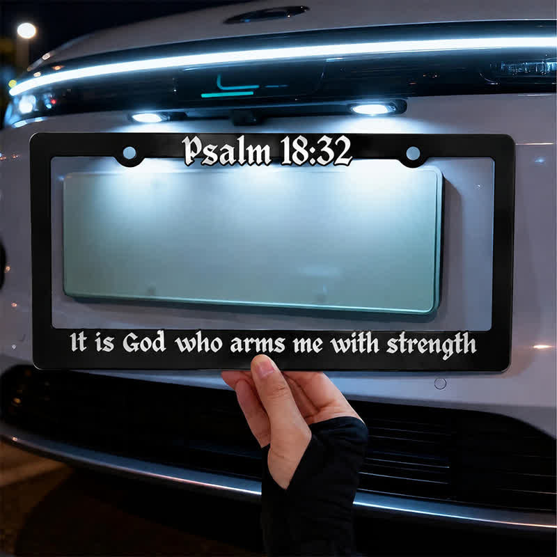 Christianartworkshop Salmo 18:32 Cornice metallica per auto con versetto biblico: Emblema della forza celeste che perdura - image 3
