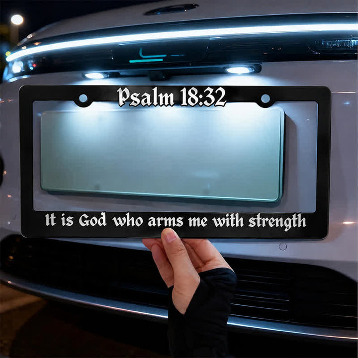 Christianartworkshop Salmo 18:32 Cornice metallica per auto con versetto biblico: Emblema della forza celeste che perdura - image 3