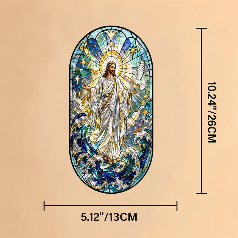Christianartworkshop - Acchiappasole decorativo in vetro con Gesù Sacro da appendere: portatore di quieta devozione - Gesù - image 7