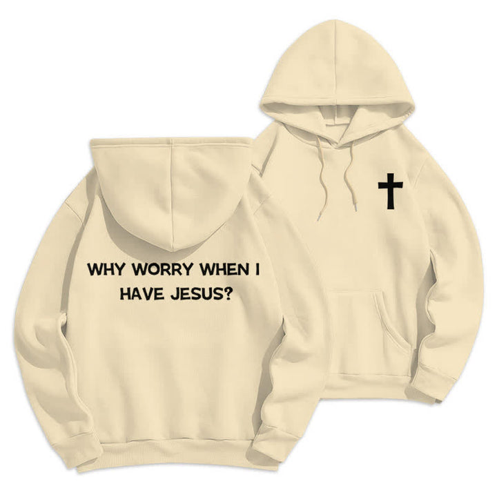 Christianartworkshop Perché preoccuparsi quando ho Gesù? Felpa con cappuccio oversize - Beige - 2XL - image 9