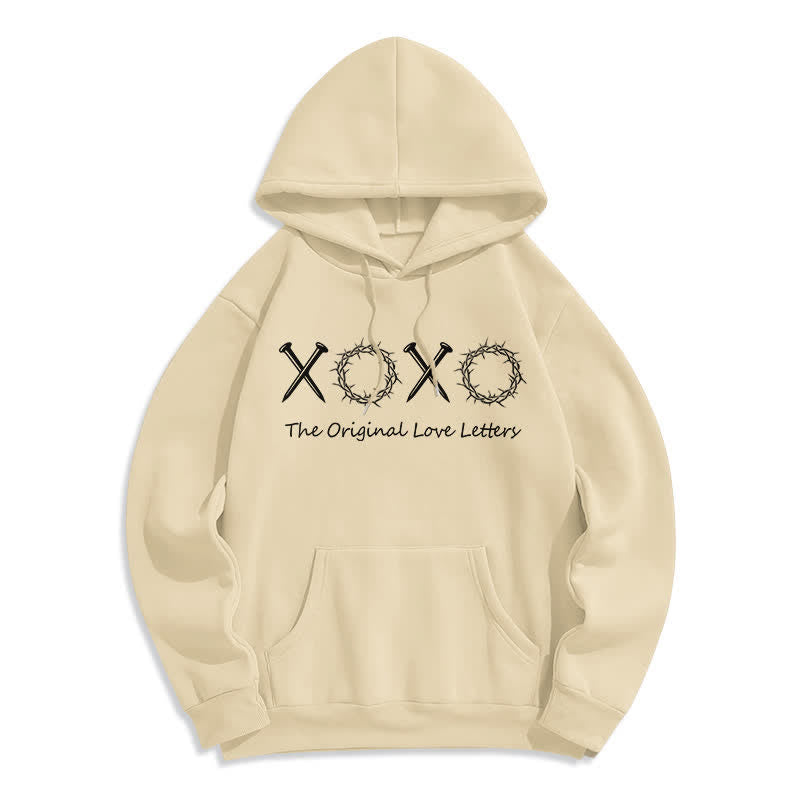 Christianartworkshop Felpa con cappuccio foderata in pile con scritta "XOXO Love Letters" - Beige - 2XL - image 6