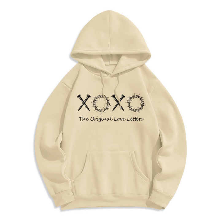 Christianartworkshop Felpa con cappuccio foderata in pile con scritta "XOXO Love Letters" - Beige - 2XL - image 6