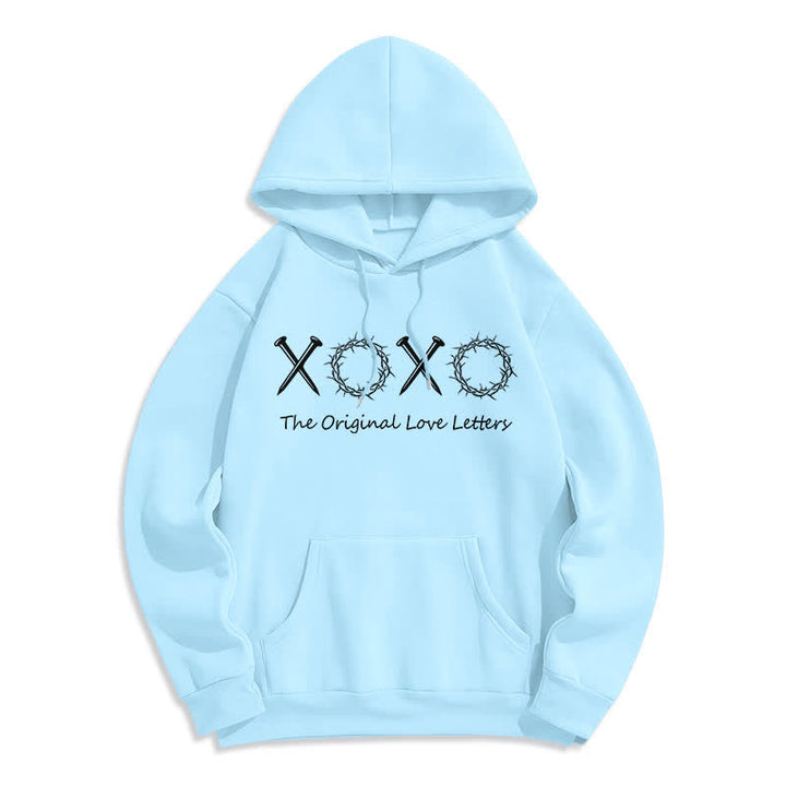 Christianartworkshop Felpa con cappuccio foderata in pile con scritta "XOXO Love Letters" - Blu - 2XL - image 7