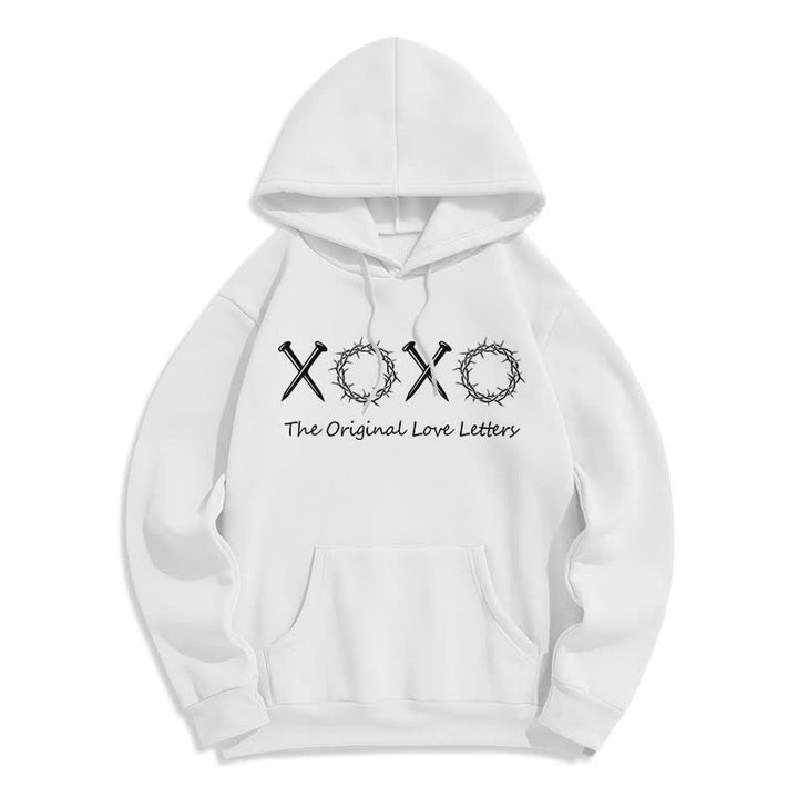 Christianartworkshop Felpa con cappuccio foderata in pile con scritta "XOXO Love Letters" - Bianco - 2XL - image 1