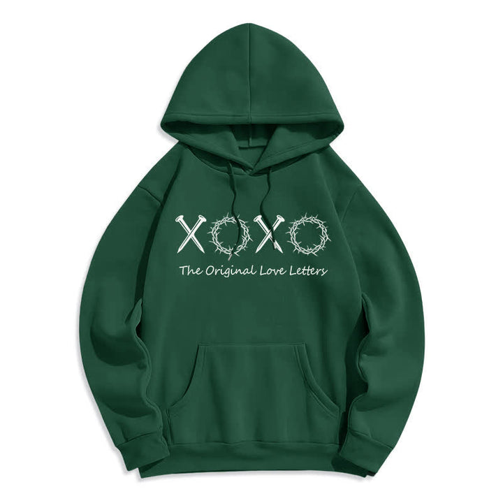 Christianartworkshop Felpa con cappuccio foderata in pile con scritta "XOXO Love Letters" - Verde - 2XL - image 0