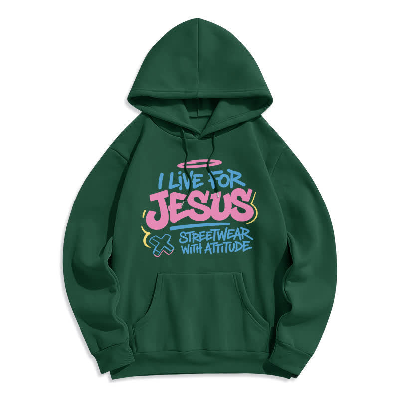 Christianartworkshop Felpa oversize azzurra con graffiti "I Live For Jesus" - Verde - 2XL - image 6