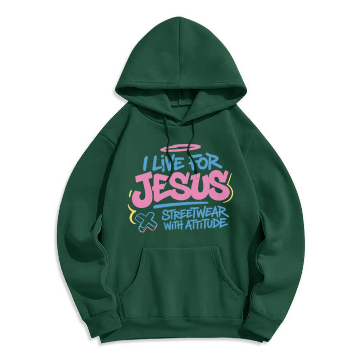 Christianartworkshop Felpa oversize azzurra con graffiti "I Live For Jesus" - Verde - 2XL - image 6
