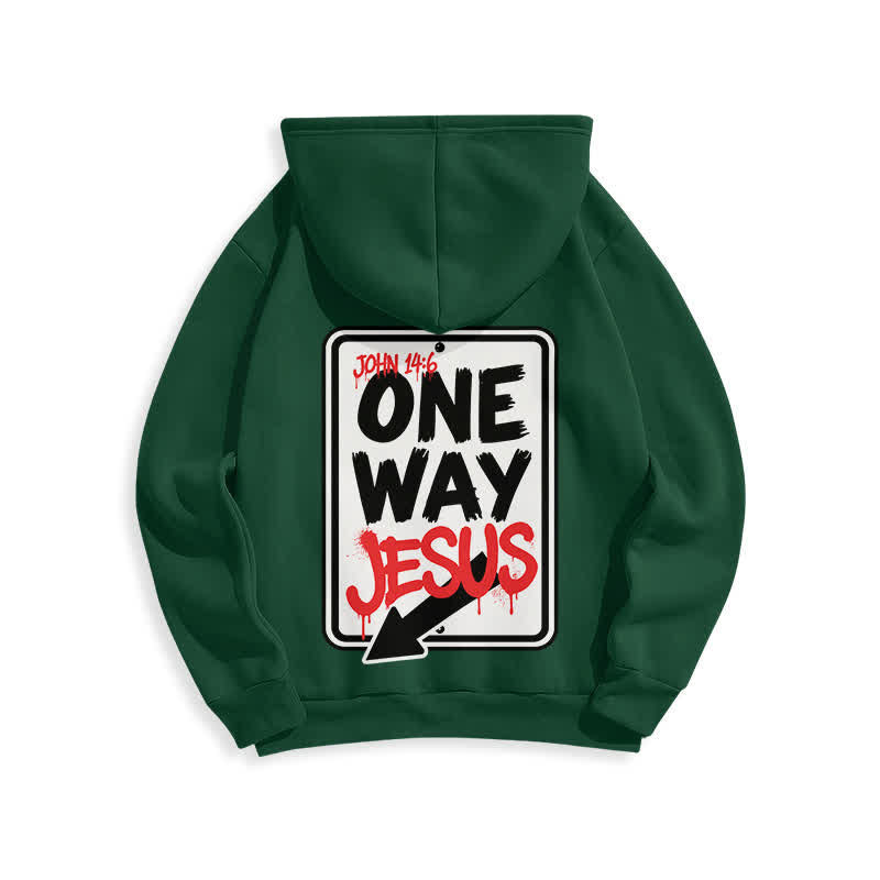 Christianartworkshop Felpa con cappuccio One Way Jesus Graffiti Heather Gray - image 10
