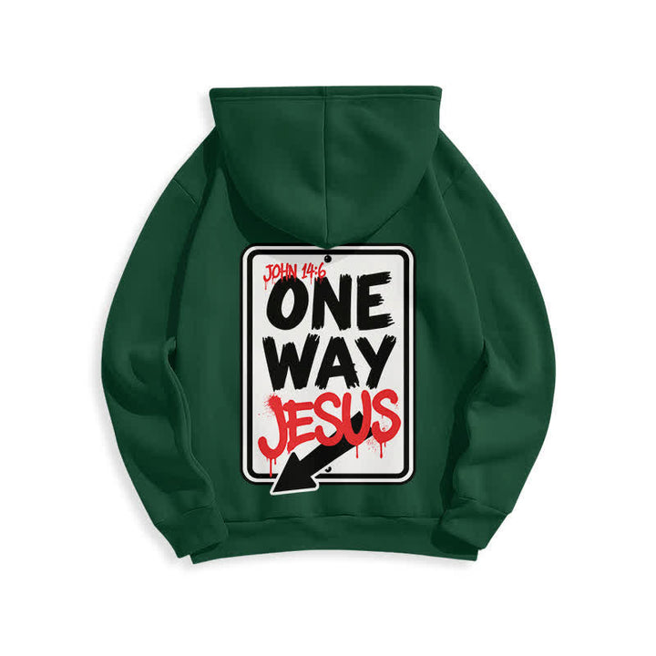 Christianartworkshop Felpa con cappuccio One Way Jesus Graffiti Heather Gray - image 10