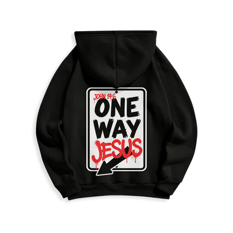 Christianartworkshop Felpa con cappuccio One Way Jesus Graffiti Heather Gray - image 7