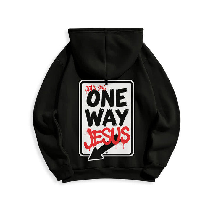 Christianartworkshop Felpa con cappuccio One Way Jesus Graffiti Heather Gray - image 7