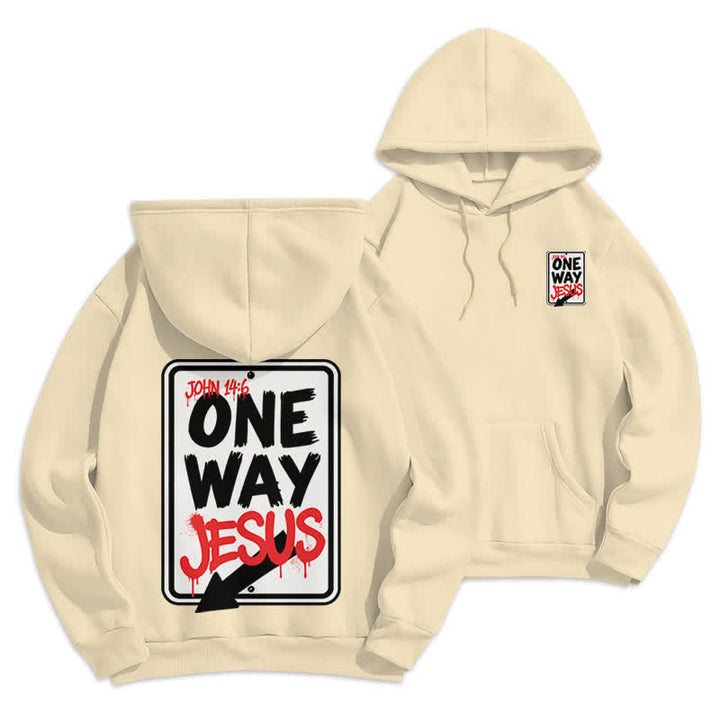 Christianartworkshop Felpa con cappuccio One Way Jesus Graffiti Heather Gray - Beige - 2XL - image 15