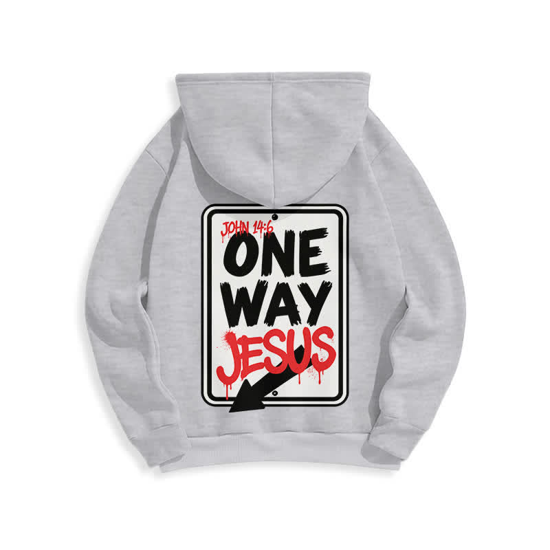 Christianartworkshop Felpa con cappuccio One Way Jesus Graffiti Heather Gray - image 1