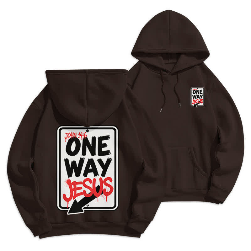 Christianartworkshop Felpa con cappuccio One Way Jesus Graffiti Heather Gray - Caffè - 2XL - image 12