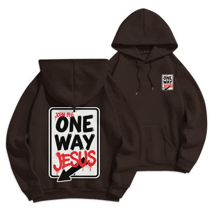 Christianartworkshop Felpa con cappuccio One Way Jesus Graffiti Heather Gray - Caffè - 2XL - image 12