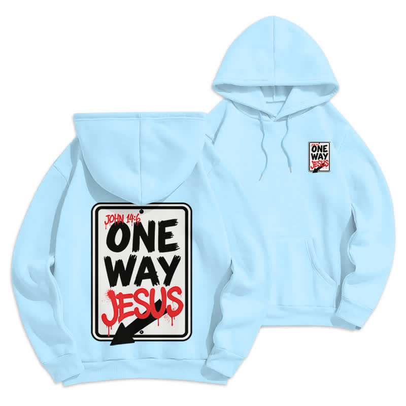 Christianartworkshop Felpa con cappuccio One Way Jesus Graffiti Heather Gray - Blu - 2XL - image 18