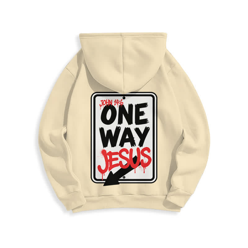 Christianartworkshop Felpa con cappuccio One Way Jesus Graffiti Heather Gray - image 16