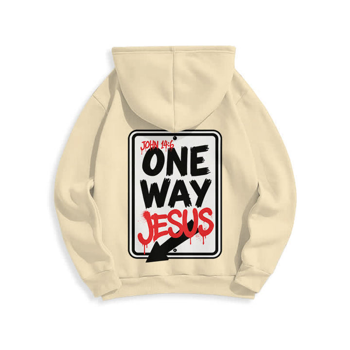 Christianartworkshop Felpa con cappuccio One Way Jesus Graffiti Heather Gray - image 16