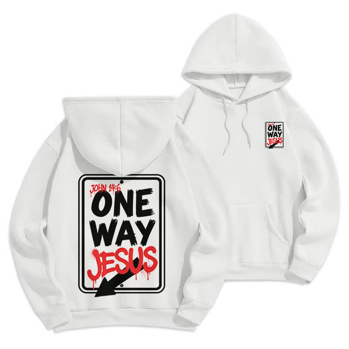 Christianartworkshop Felpa con cappuccio One Way Jesus Graffiti Heather Gray - Bianco - 2XL - image 3