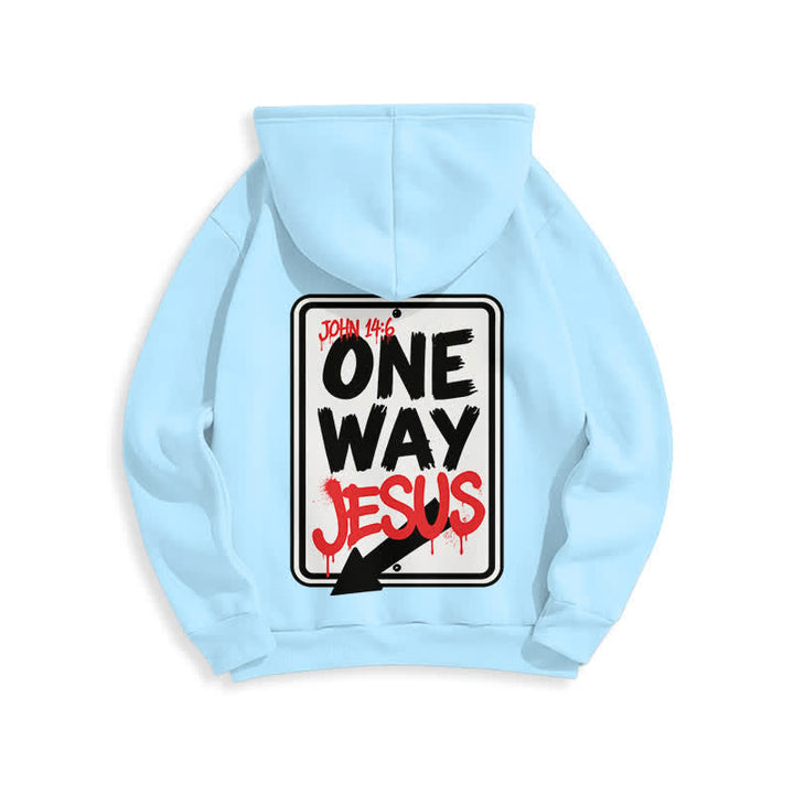 Christianartworkshop Felpa con cappuccio One Way Jesus Graffiti Heather Gray - image 19