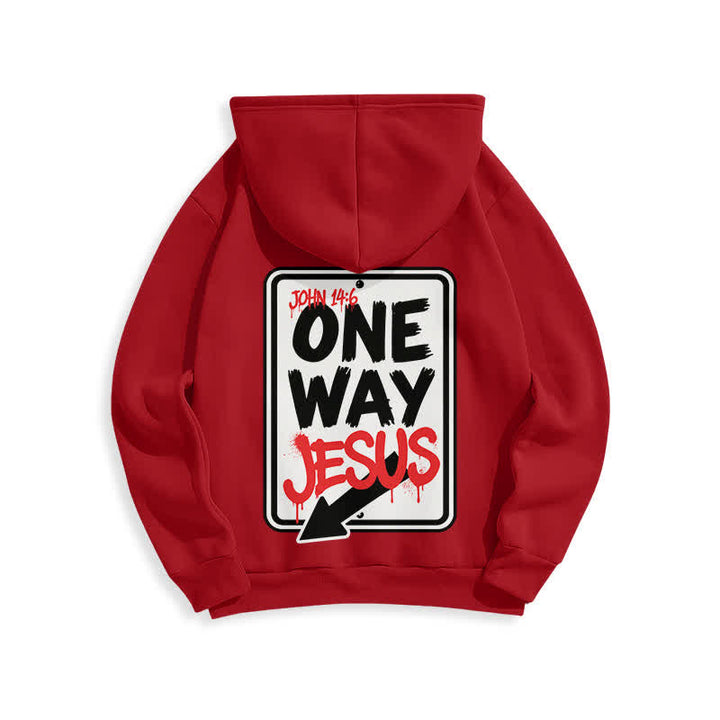 Christianartworkshop Felpa con cappuccio One Way Jesus Graffiti Heather Gray - image 22