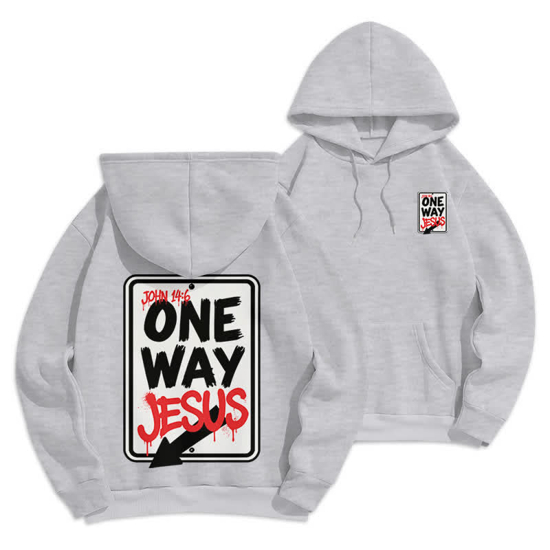 Christianartworkshop Felpa con cappuccio One Way Jesus Graffiti Heather Gray - Grigio - 2XL - image 0